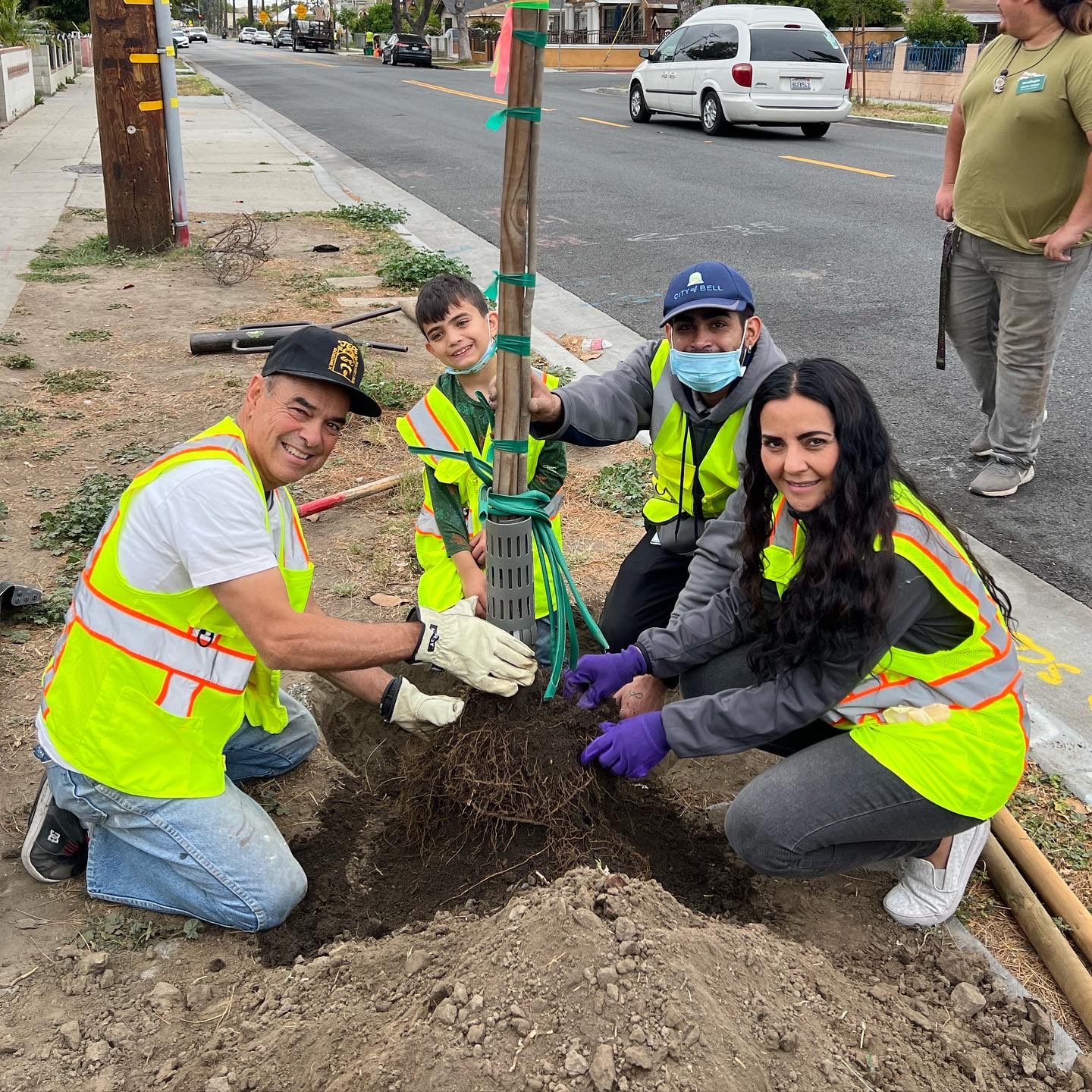 Monica Arroyo joins tree planting in Bell, CA